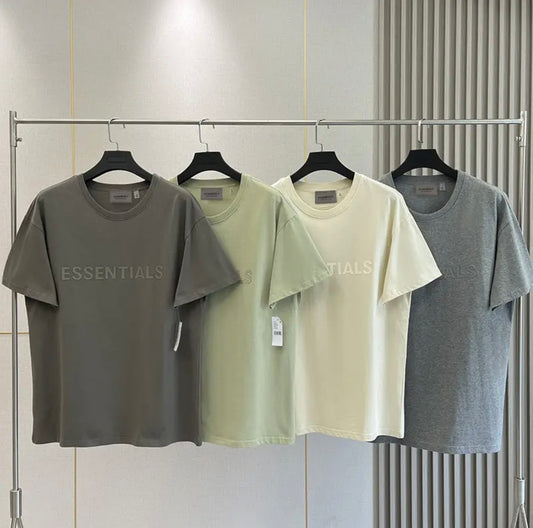 ESSENTIALS Fear Of God Oversized T-shirt for Men - Short Sleeve Casual T-shirt with embossed letters
