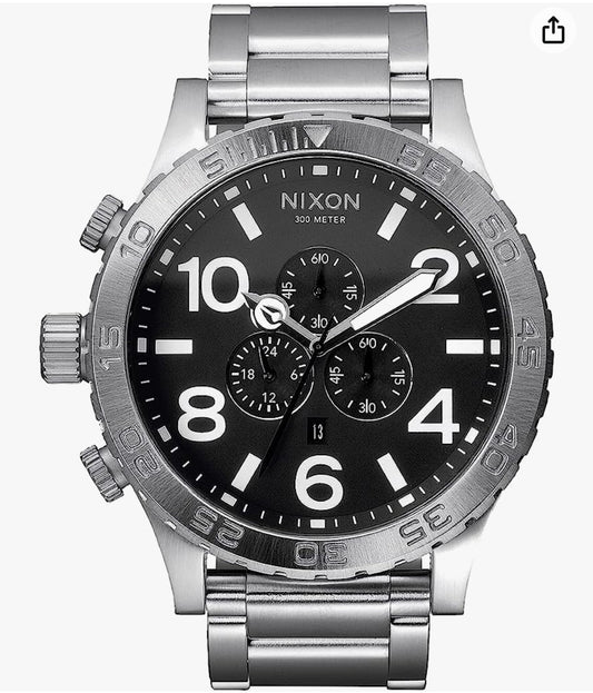 Nixon 51-30 Chrono. BLACK 100m Water Resistant Men’s Watch (XL 51mm Watch Face/ 25mm Stainless Steel Band)