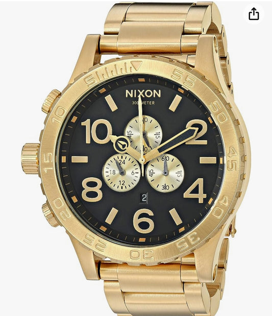 Nixon 51-30 Chrono. GOLD/BLACK 100m Water Resistant Men’s Watch (XL 51mm Watch Face/ 25mm Stainless Steel Band)