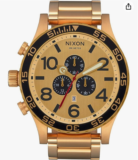Nixon 51-30 Chrono. ALL GOLD / GOLD / BLACK. Water Resistant Men’s Watch (XL 51mm Watch Face/ 25mm Stainless Steel Band)