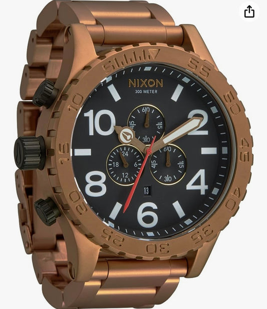Nixon 51-30 Chrono. BRONZE / BLACK.  Water Resistant Men’s Watch (XL 51mm Watch Face/ 25mm Stainless Steel Band)