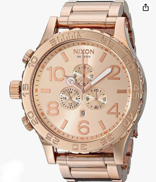 Nixon 51-30 Chrono. ROSE GOLD.  Water Resistant Men’s Watch (XL 51mm Watch Face/ 25mm Stainless Steel Band)