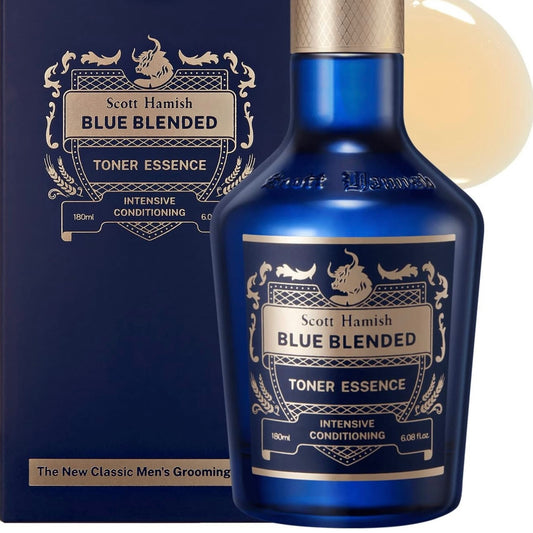 Scott Hamish Blue Blended Toner Essence - Men Facial Toner Essence with Hyaluronic Acid & Amino Acid - Hydrating Toner Restore Vitality – All in One Face Toner & Aftershave, 6.09 fl.oz.