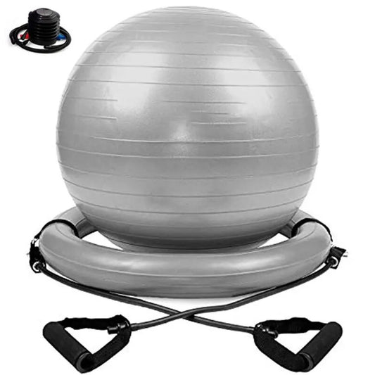 Yoga Ball Fitness Chair  - With Stability Base & Resistance Bands for Home Gym & Office