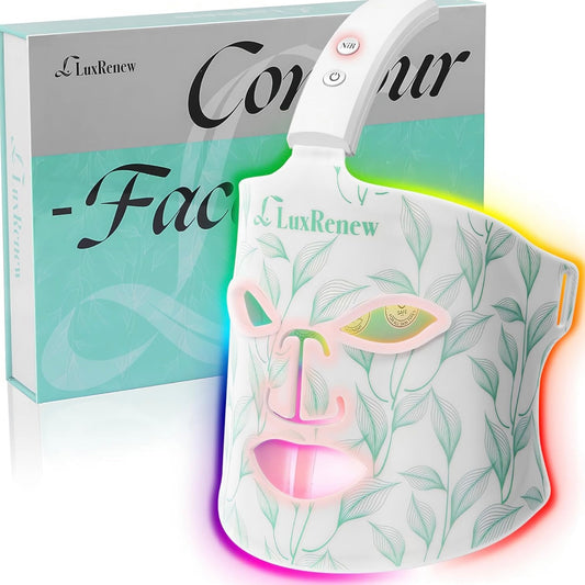 LuxRenew Red Light Therapy Mask PRO, Near-infrared 850 Red Light + 7 Colors Led Face Mask Light Therapy
